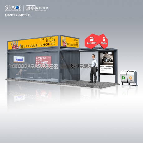 Customized Stainless Steel Bus Stop Shelter Air Conditioner Bus Station With Advertising Light Box