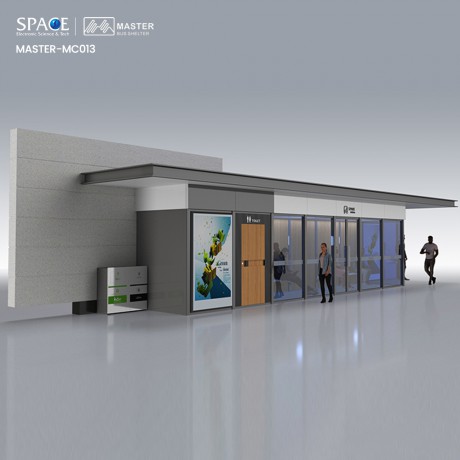 Close Type Bus Stop Shelter Advertising LED Display Kiosk Bus Station With Dustbin Trash Can